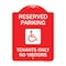 Signmission Reserved Parking Tenants No Visitors W/ Graphic, Red & White Aluminum Sign, 18" x 24", RW-1824-23005 A-DES-RW-1824-23005 - alternate 1